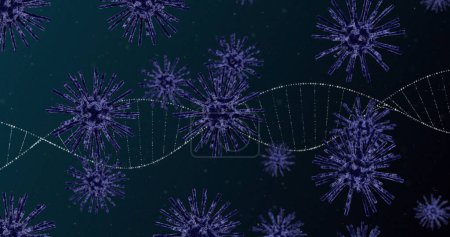 Téléchargez les photos : Image de cellules virales sur brin d'ADN. concept d'interface numérique et de science globale image générée numériquement. - en image libre de droit