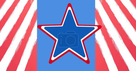 Photo for Image of red, white and blue stars and stripes patterns of american flag elements. patriotism, independence and celebration concept digitally generated image. - Royalty Free Image