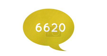 Digital image  of a yellow speech balloon with increasing numbers on a white background 4k