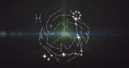 Image de signe d'étoile de Poissons sur des nuages de fumée en arrière-plan. Astrologie, horoscope et zodiaque concept image générée numériquement.