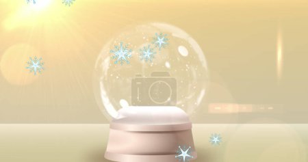 Foto de Imagen de copos de nieve y estrellas sobre el globo de nieve. Navidad, tradición y concepto de celebración imagen generada digitalmente. - Imagen libre de derechos