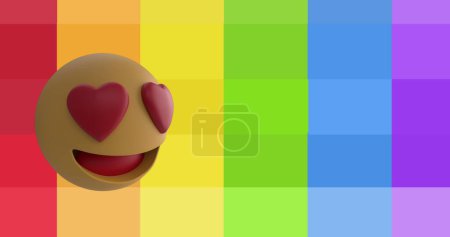Photo for Image of emoji icon moving on rainbow background. pride month and celebration concept digitally generated image. - Royalty Free Image