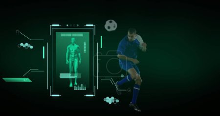 Image of data processing over biracial male football player. Global sports, science, computing, digital interface and data processing concept digitally generated image.