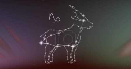 Bild des Steinbock-Sternzeichens auf Rauchwolken im Hintergrund. Astrologie, Horoskop und Tierkreiszeichen-Konzept digital generiertes Bild.