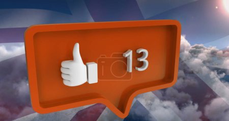Photo for Image of like icon with numbers on speech bubble with flag of usa. global social media and communication concept digitally generated image. - Royalty Free Image