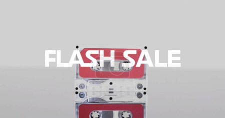 Photo for Image of flash sale text and shapes over tape on white background. Technology, retro and music concept, digitally generated image. - Royalty Free Image
