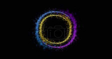 Foto de Imagen de coloridos senderos de luz formando círculos sobre fondo negro. Fondo abstracto, concepto de luz y movimiento imagen generada digitalmente. - Imagen libre de derechos