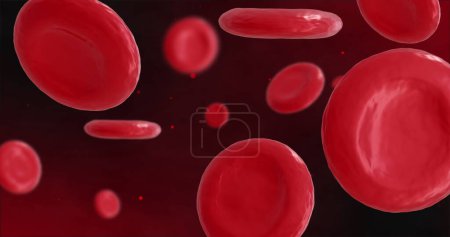 Photo for Image of micro of red blood cells on black background. Global science, research and medicine concept digitally generated image. - Royalty Free Image