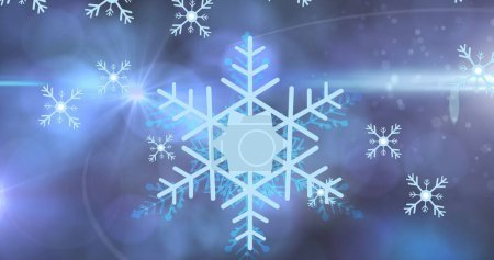Téléchargez les photos : Image de taches de lumière sur la neige tombant. Concept d'interface hiver, neige et numérique image générée numériquement. - en image libre de droit
