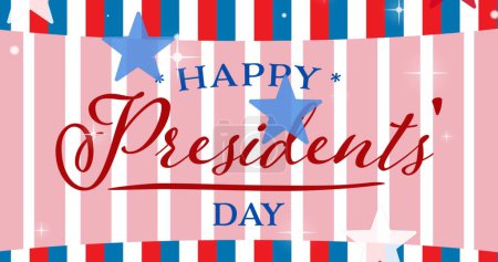 Image of presidents' day text over red, white and blue of united states of america. American tradition and celebration concept digitally generated image.