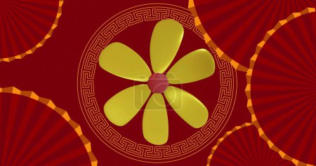 Foto de Imagen de patrón chino con espacio de copia sobre fondo rojo. Año nuevo chino, festividad, celebración y tradición concepto de imagen generada digitalmente. - Imagen libre de derechos