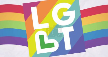Photo for Image of rainbow lgbt text over rainbow background. Pride month, lgbt, equality and human rights concept digitally generated image. - Royalty Free Image