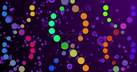Foto de Imagen de ADN sobre células púrpuras sobre fondo violeta. Biología humana, anatomía y concepto corporal imagen generada digitalmente. - Imagen libre de derechos