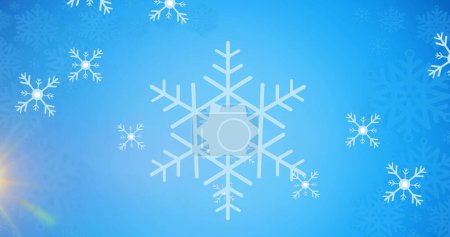 Téléchargez les photos : Image de taches de lumière sur la neige tombant. Concept d'interface hiver, neige et numérique image générée numériquement. - en image libre de droit