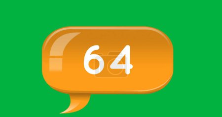 Digital image of a chat box increasing in numbers on a green background 