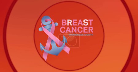Bild des Brustkrebs-Bewusstseinstextes auf rotem Hintergrund. Konzept der Kampagne zur positiven Sensibilisierung von Brustkrebs digital generiertes Image.