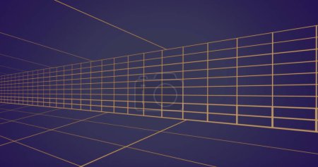 Image of moving yellow grid lines on purple background
