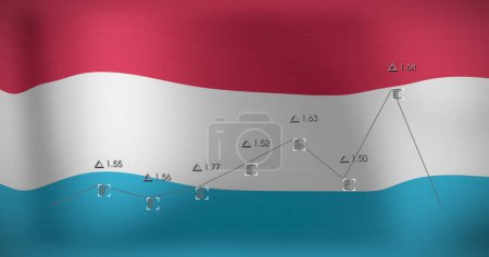 Téléchargez les photos : Image du traitement des données sur le drapeau des Pays-Bas. drapeaux du monde et concept d'interface numérique image générée numériquement. - en image libre de droit