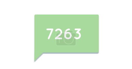 Photo for Image of a green chat box with numbers increasing on a white background. - Royalty Free Image