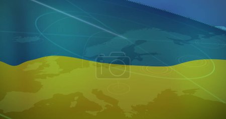 Image of radar over flag of Ukraine. Ukraine crisis and international politics concept digitally generated image.
