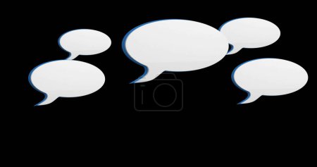Photo for Digital image of white message bubble icons hovering in the screen against a black background 4k - Royalty Free Image