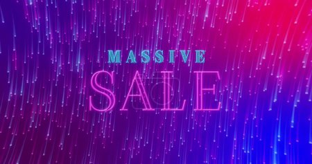 Photo for Image of massive sale text banner over light trails spinning against purple gradient background. Sale discount and retail business concept - Royalty Free Image