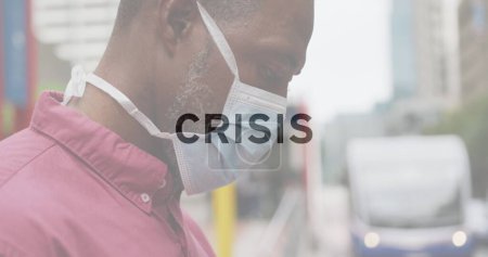 Téléchargez les photos : Image de 19 cas covid numéro sur l'homme afro-américain portant un masque facial. concept mondial de pandémie de coronavirus image générée numériquement. - en image libre de droit