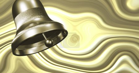 Photo for Image of bell over moving golden background. Abstract background and pattern concept digitally generated image. - Royalty Free Image