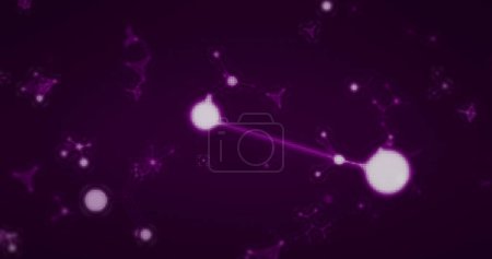Foto de Imagen de gráficos químicos flotando sobre fondo púrpura. Compuesto digital del concepto pandémico de Coronavirus Covid-19. - Imagen libre de derechos