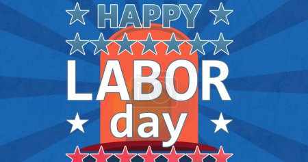 Photo for Image of happy labor day text over lights. labor day and celebration concept digitally generated image. - Royalty Free Image