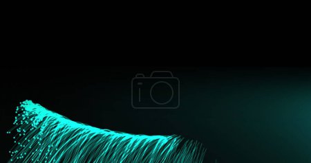 Image of rolling explosion of blue light trails on black background. colour and movement concept digitally generated image.