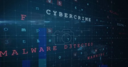 Photo for A digital screen displays cybersecurity threats, highlighting malware. Cybersecurity concepts are visualized in this technology-focused image. - Royalty Free Image