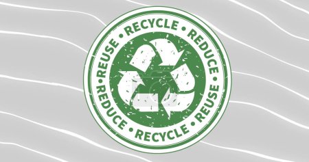 Foto de Imagen de reutilización, reducir, reciclar y reciclar en círculo sobre fondo gris. Concepto de reciclaje y conciencia ecológica imagen generada digitalmente. - Imagen libre de derechos
