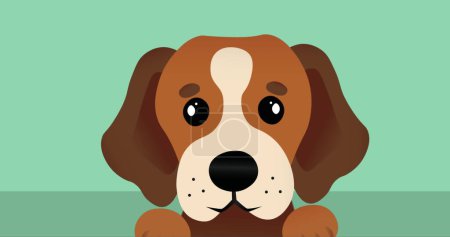 Bild eines braunen Hundes auf grün-schwarzem Hintergrund. Tiere, Symbole und Hintergrundkonzept digital generiertes Bild.