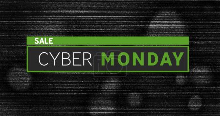 Photo for Image of sale cyber monday text on black and green banner over distressed black background. retail, savings and online shopping concept digitally generated image. - Royalty Free Image