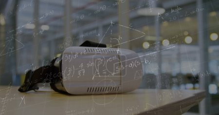 Photo for Image of mathematical equations over vr headsets. global education, technology and connections concept digitally generated image. - Royalty Free Image