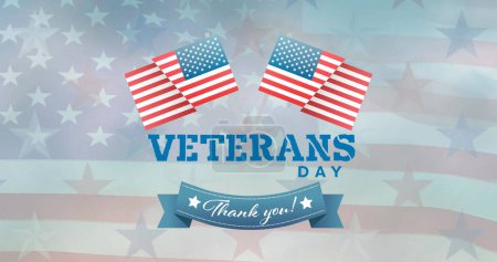Foto de Imagen del texto del día de los veteranos sobre la bandera americana. patriotismo y concepto de celebración imagen generada digitalmente. - Imagen libre de derechos