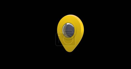 Téléchargez les photos : Image numérique d'une broche de carte jaune se déplaçant dans l'écran sur un fond noir 4k - en image libre de droit