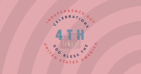 Image of 4th of july independence day text over red stripes. American tradition and celebration concept digitally generated image.