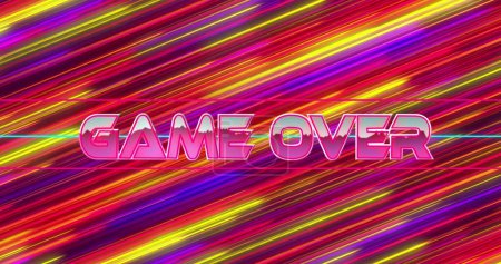 Photo for Image of game over text over neon banner against colorful light trails in seamless pattern. image game and entertainment technology concept - Royalty Free Image