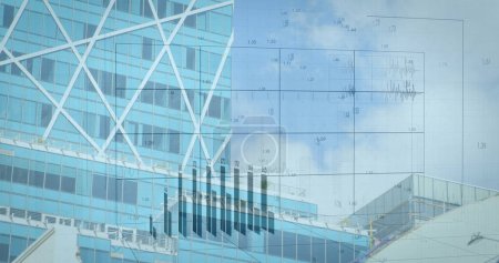 Photo for Image of financial data processing over cityscape. global finance, business and digital interface concept digitally generated image. - Royalty Free Image