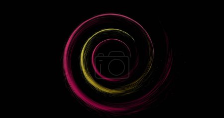Foto de Imagen de coloridos senderos de luz formando círculos sobre fondo negro. Fondo abstracto, concepto de luz y movimiento imagen generada digitalmente. - Imagen libre de derechos