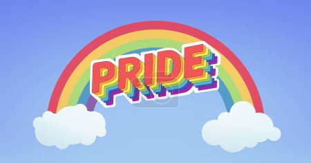 Image of rainbow pride text over rainbow background. Pride month, lgbt, equality and human rights concept digitally generated image.