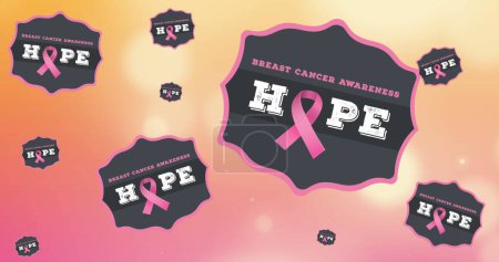 Foto de Imagen de textos de sensibilización sobre el cáncer de mama sobre fondo rosa. imagen generada digitalmente del concepto de campaña de concienciación positiva del cáncer de mama. - Imagen libre de derechos
