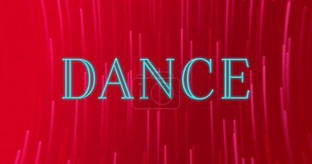 Téléchargez les photos : Image de la bannière texte de danse néon sur des sentiers de lumière rose néon filant sur fond rouge. Vie nocturne et concept de discothèque - en image libre de droit