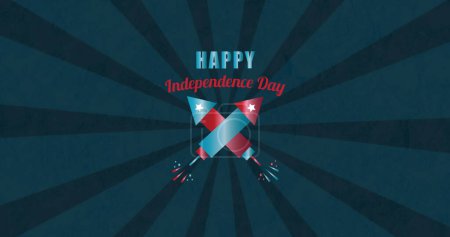 Photo for Image of 4th of july independence day text over fireworks and stripes. American tradition and celebration concept digitally generated image. - Royalty Free Image