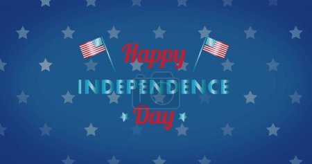 Photo for Image of happy independence day text over stars on blue background. Independence day, patriotism and celebration concept digitally generated image. - Royalty Free Image