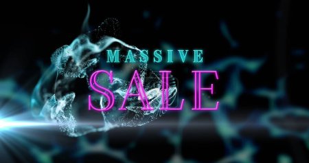 Photo for Image of massive sale text over shapes moving. Social media and digital interface concept digitally generated image. - Royalty Free Image