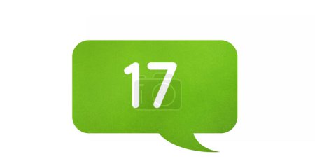 Photo for Digital image of numbers increasing inside a green chat box on a white background - Royalty Free Image