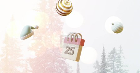 Foto de Imagen de calendario con 25 números de fecha y decoraciones navideñas. Navidad, festividad, tradición y concepto de celebración imagen generada digitalmente. - Imagen libre de derechos